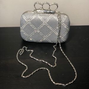 Silver formal clutch
